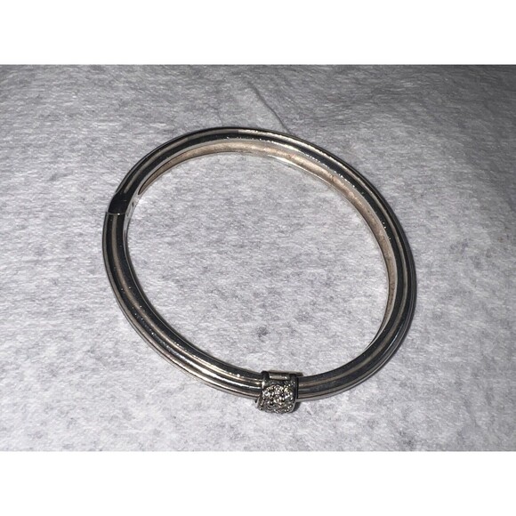 Slane & Slane Sterling Silver Diamond In 10k Gold Clasp Hinged Bracelet 43 G - Picture 14 of 16